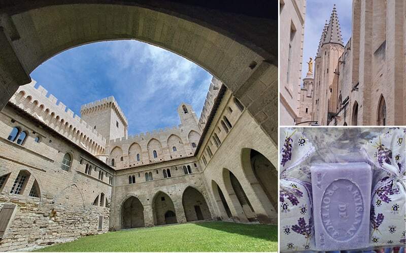 Cour intérieure du palais des Papes d’Avignon et savon à la lavande artisanal de Provence