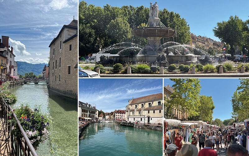 Canaux fleuris d’Annecy, fontaine de la Rotonde à Aix-en-Provence et marché animé sous les platanes