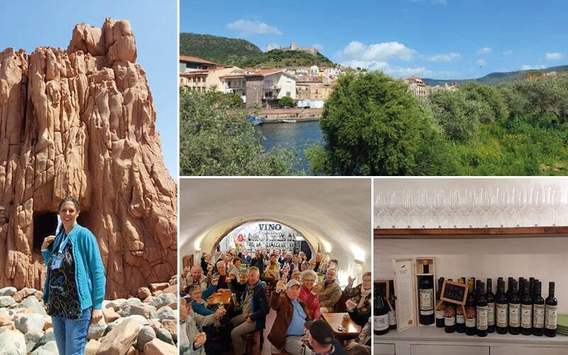 Rocher de porphyre rouge, petite ville au bord d’une rivière et dégustation de vin en cave