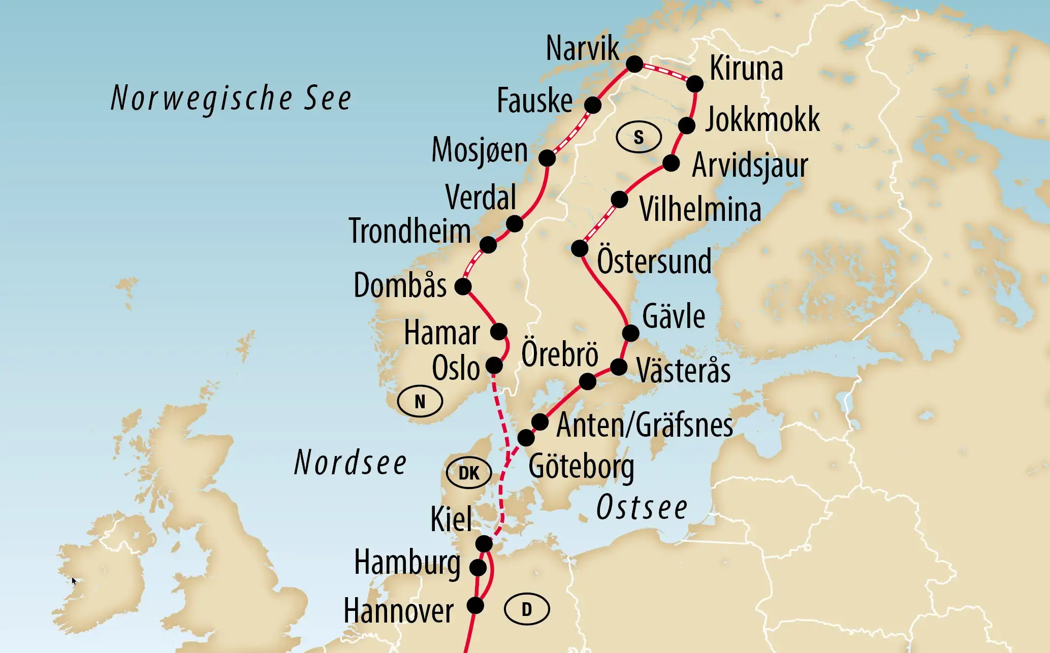 Ihre Reiseroute