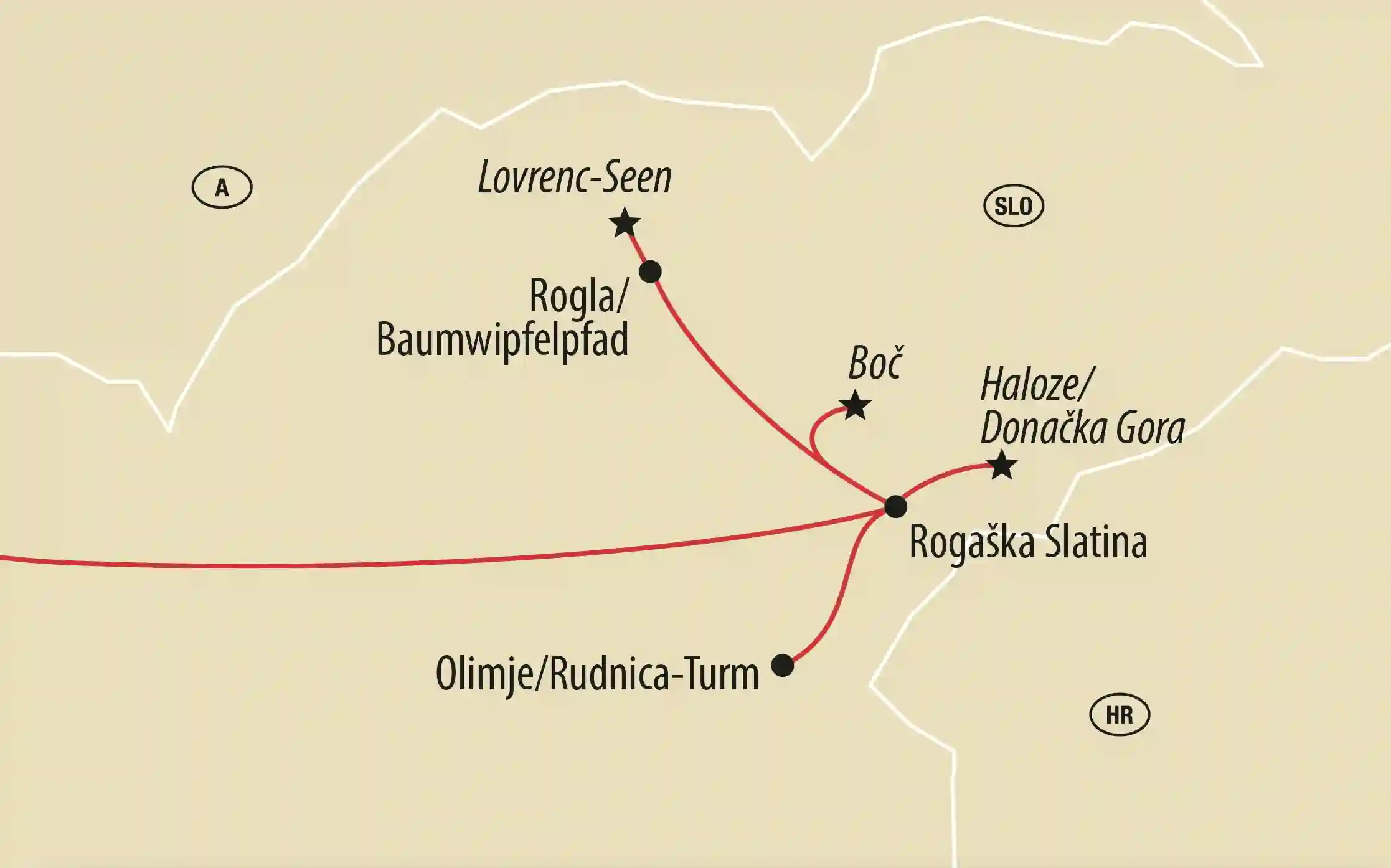 Übersichtskarte einer Reise durch Slowenien