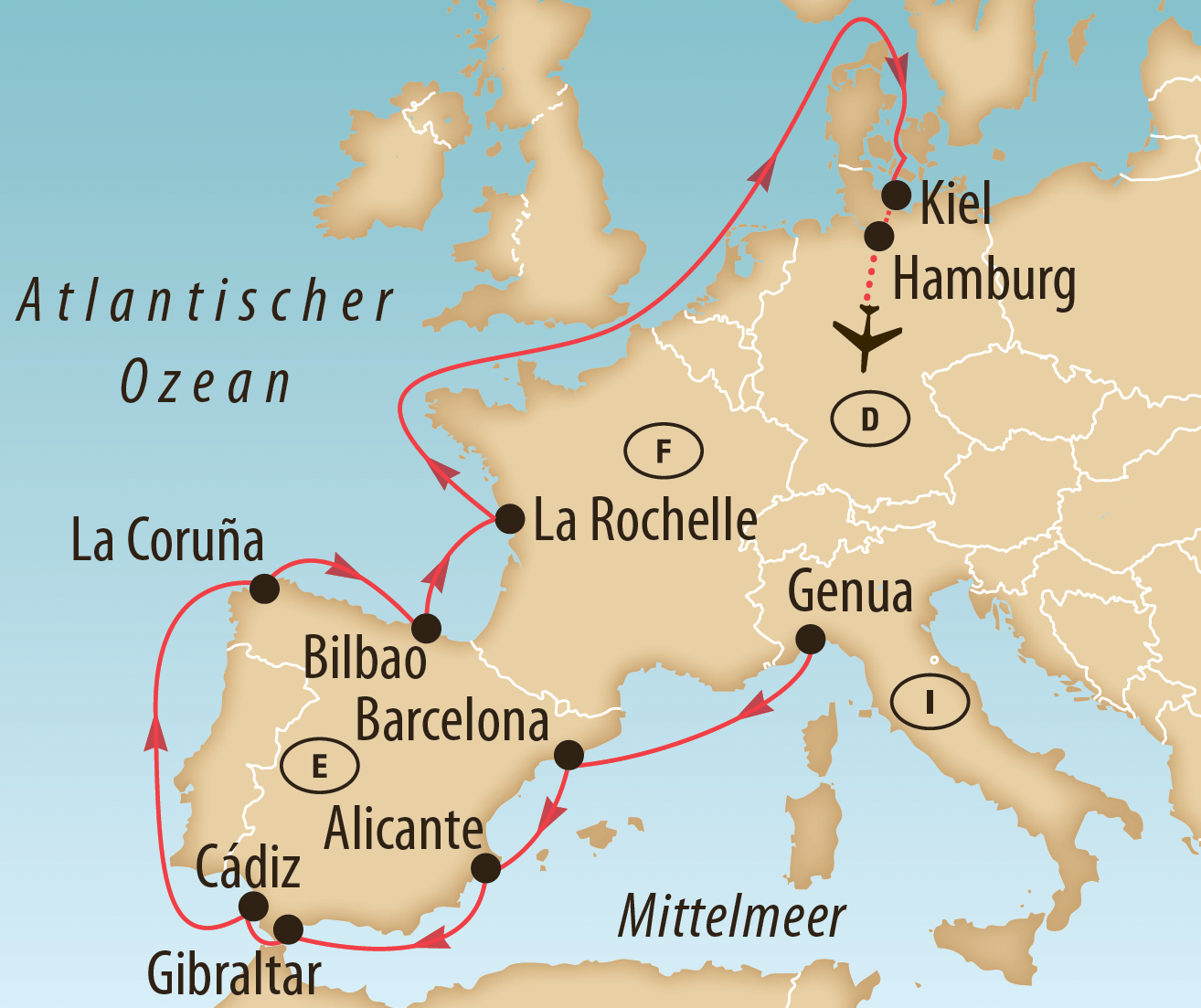 Ihre Reiseroute
