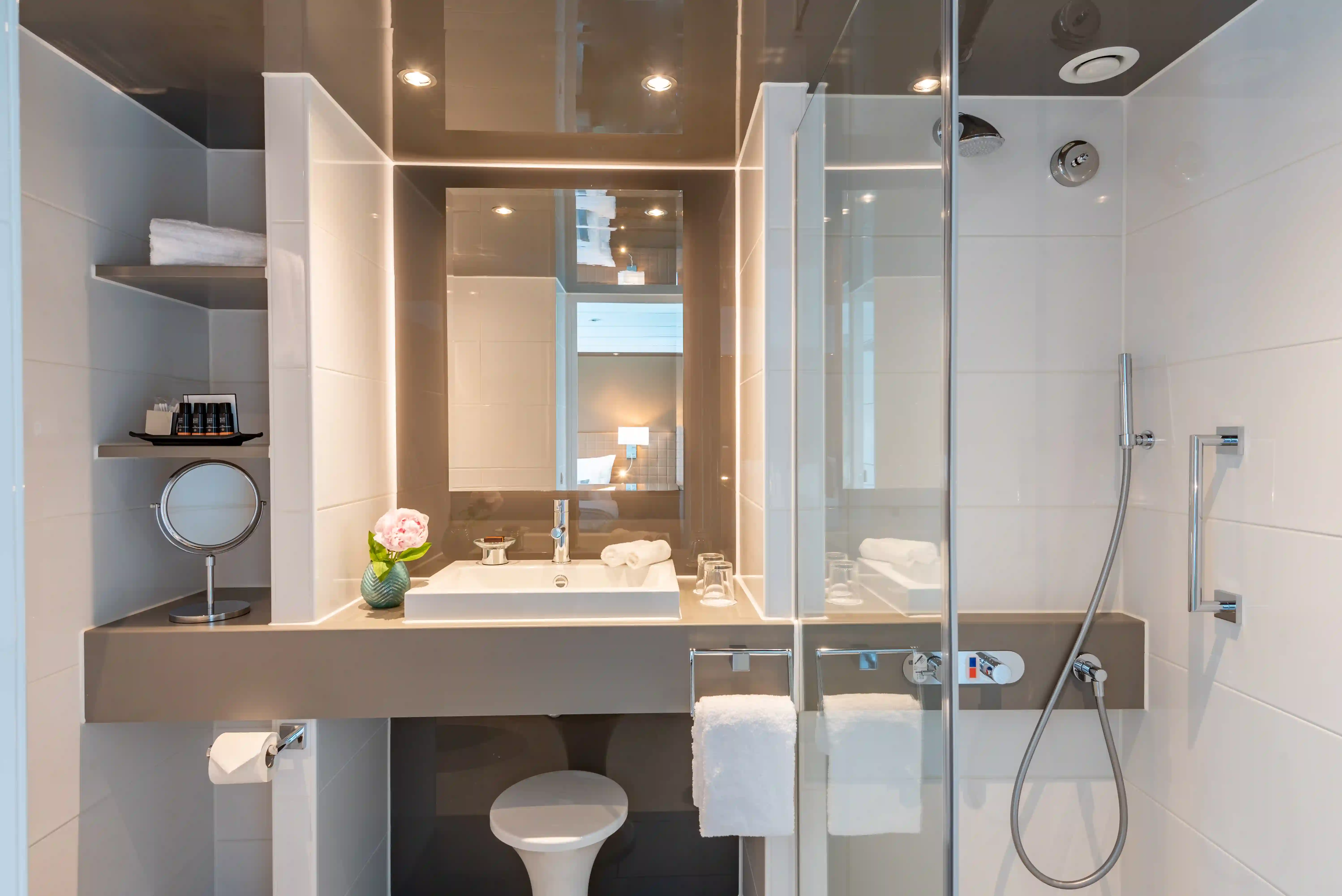 Modernes Badezimmer an Bord der AMADEUS Star mit eleganter Dusche