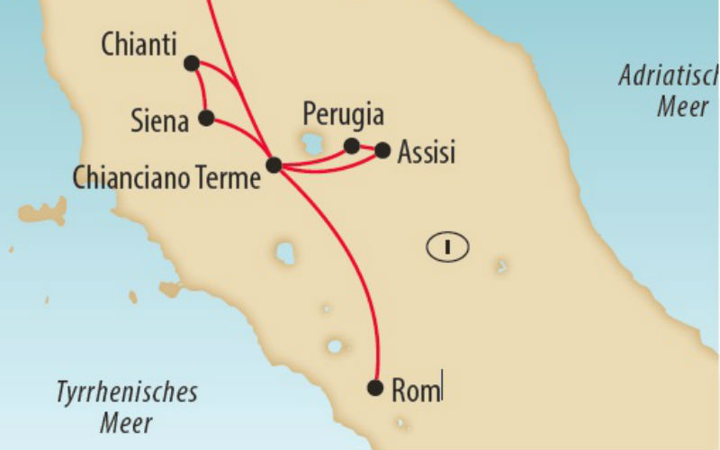 Karte Siena Rom Assisi 800x500