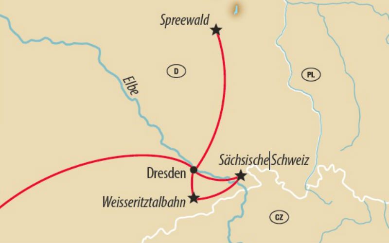 Karte Zauberhaftes Dresden märchenafter Spreewald 800x500
