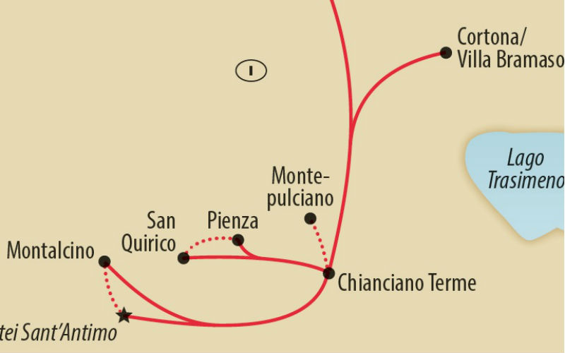 Weinwandern in der Südtoskana Karte